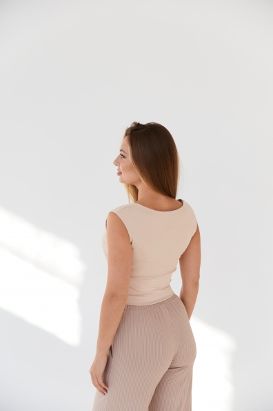 Топ Бітл Трикотаж Масло однотонний 16791 Цвет: Бежевий