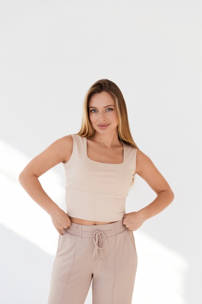 Топ Бітл Трикотаж Масло однотонний 16791 Цвет: Бежевий