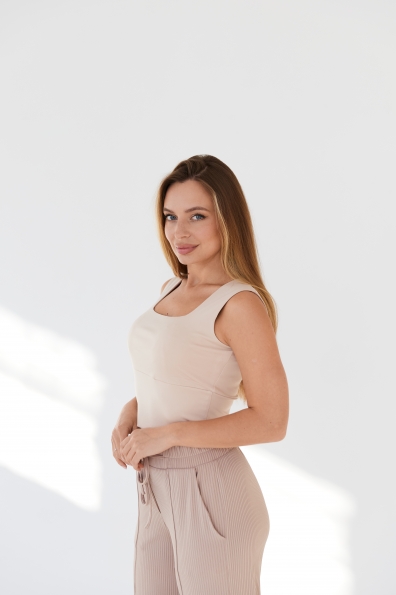 Топ Бітл Трикотаж Масло однотонний 16791 Цвет: Бежевий