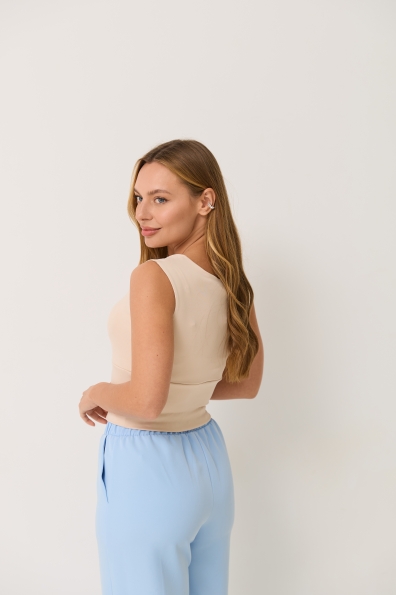 Топ Бітл Трикотаж Масло однотонний 16791 Цвет: Бежевий