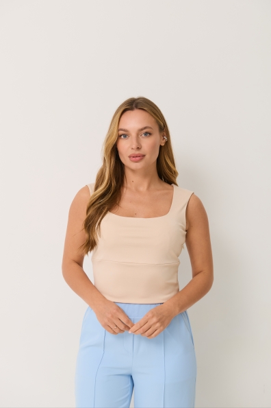 Топ Бітл Трикотаж Масло однотонний 16791 Цвет: Бежевий