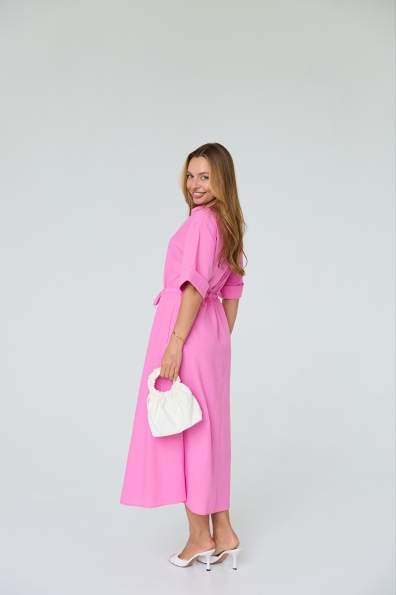 Сукня Дана Міді 1/2 Льон не стрейч  16995 Цвет: Барбі